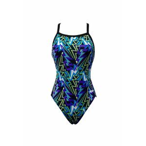 Dolphin Vintage Y2K Athletic One Piece Swimsuit | Lightning Print | Size 32